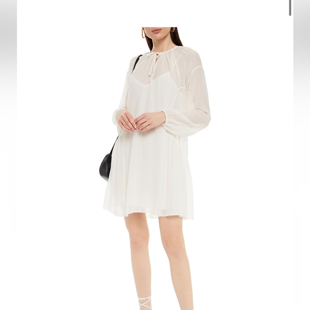 Rag & bone Crinkled gathered silk and cotton-blend gauze mini dress